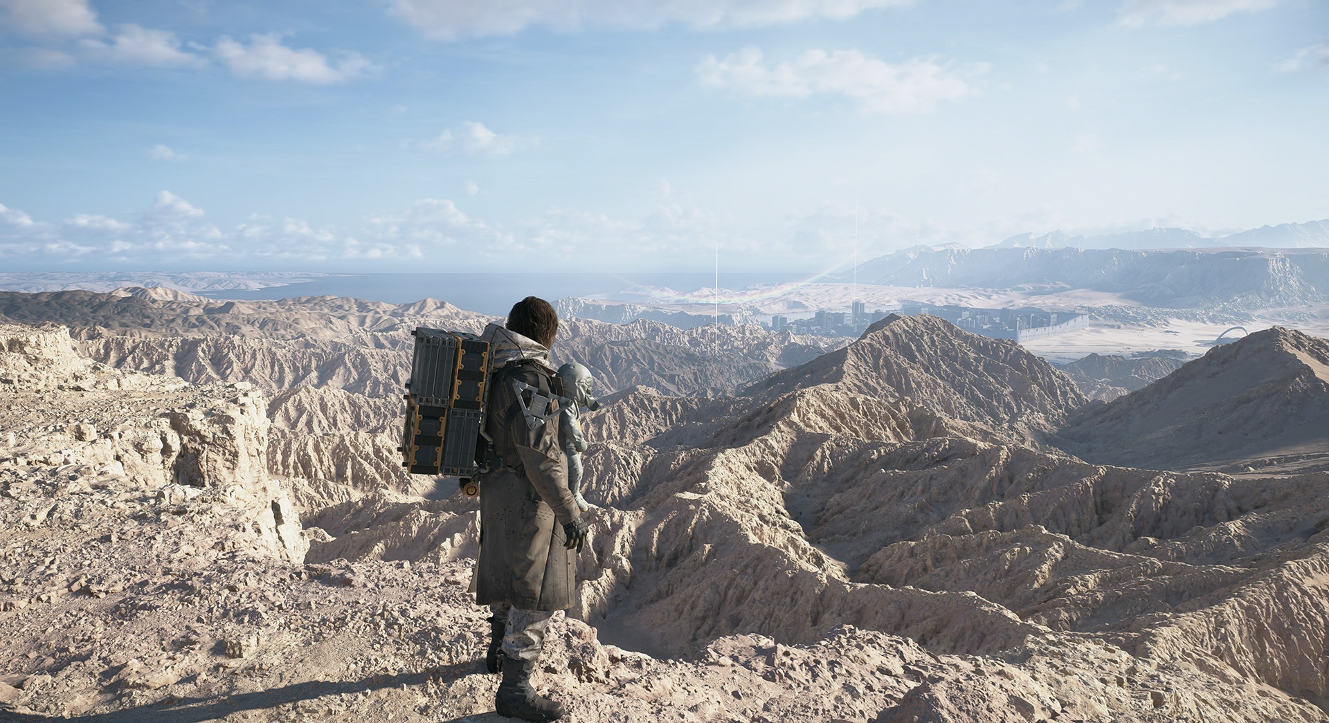 Escena cinematográfica con los personajes principales enfrentando una amenaza desconocida.