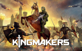 Escena de construcción de ciudades y preparación para batallas estratégicas en el mundo de Kingmakers.