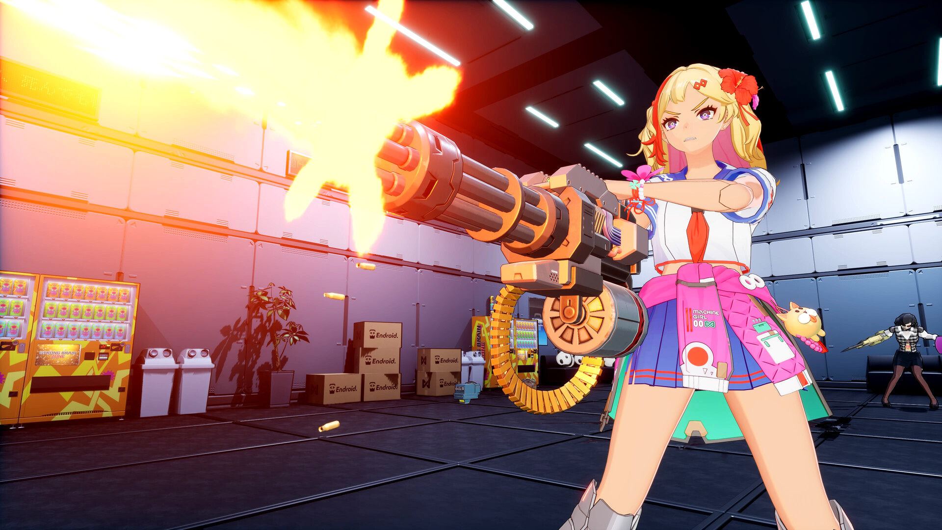 Full Metal Schoolgirl combate mecha en una ciudad futurista