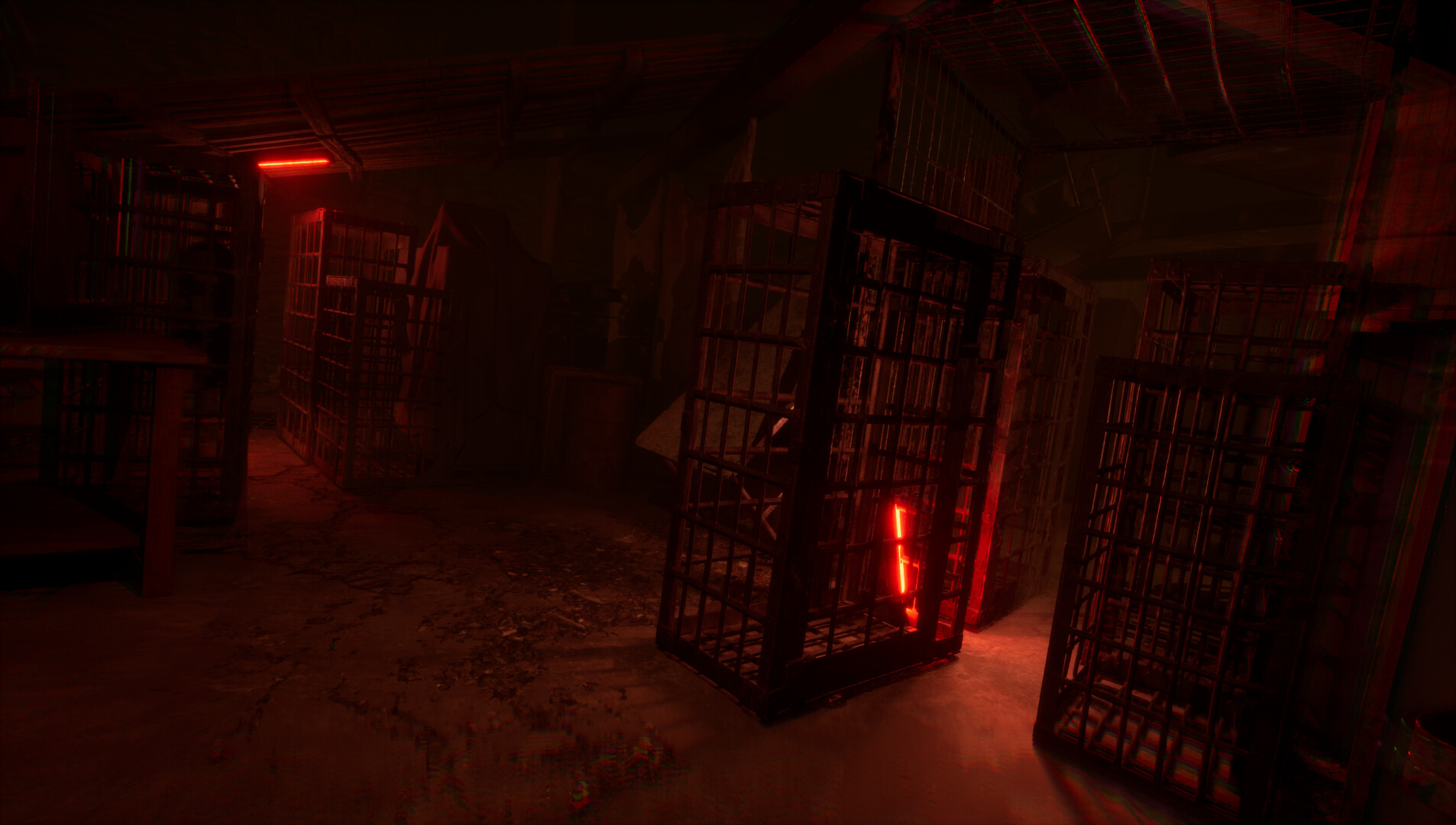 Pasillo industrial oscuro deformado por crecimientos orgánicos en TORMENTOR