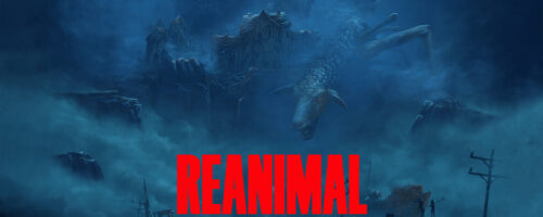 Dos hermanos navegando en un bote por aguas oscuras rodeados de criaturas grotescas en el mundo de REANIMAL para PC.